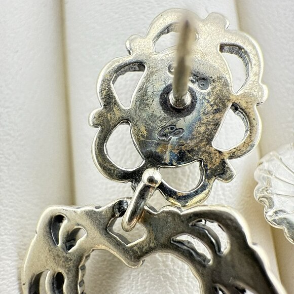 Carolyn Pollack Earrings Heart Blue Opal Te Amo Drop Sterling Silver 925 Scroll - Picture 7 of 10